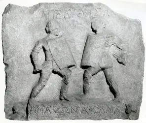 Marble Relief Commemorating Two Female Gladiators